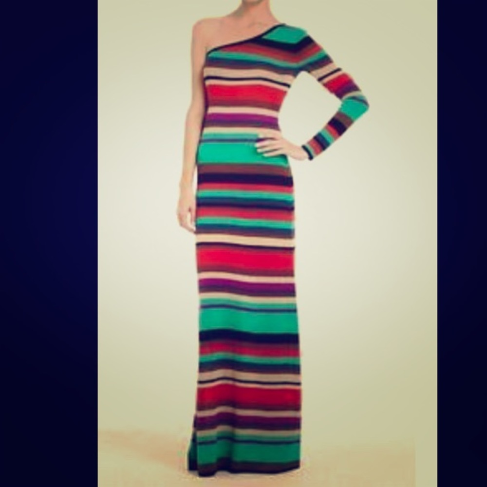 One shoulder striped BCBG knit maxi. EUC